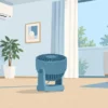 エアコン暖房を使う部屋で、床置きのサーキュレーターを天井へ向けた配置