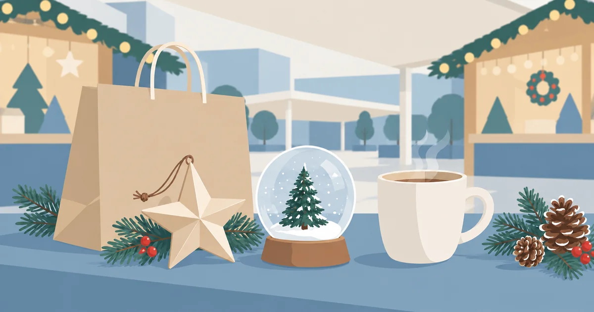 クリスマス雑貨と持ち帰り用の袋のイメージ