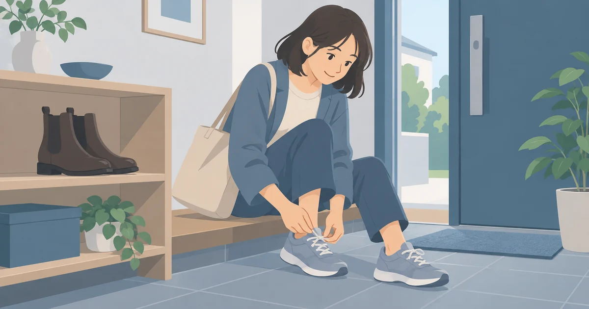 ブーツを置き、別の靴で出かける準備