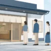 和菓子店の開店を待つ人たちのイメージイラスト