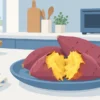 オーブンのそばに並ぶ焼き芋