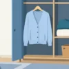 衣替えに備えて薄手と厚手のニットを取り出したクローゼット
