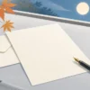 秋の月と紅葉を眺めながら手紙を書くイメージイラスト